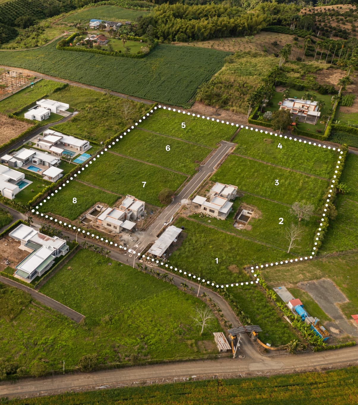 Vista aérea proyecto Villas Campestres - Lotes residenciales en Cerritos, Pereira